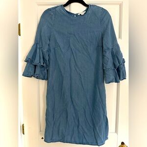 beachlunchlounge Dress chambray denim blue bell sleeve